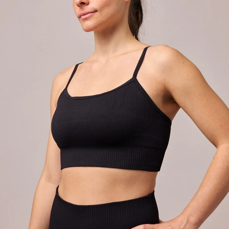 Gerippter Sport-BH | Schwarz