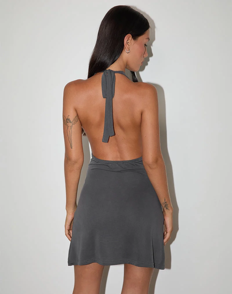 Mini robe Malora Cowl en anthracite