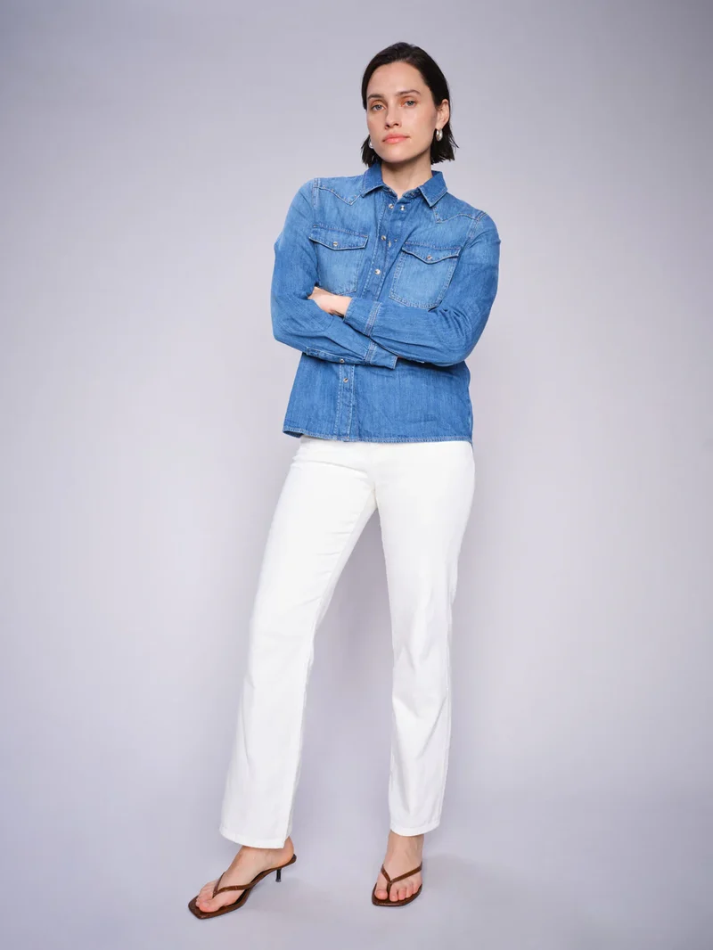 Pantalon évasé à taille haute - écru - Cecilia Magic