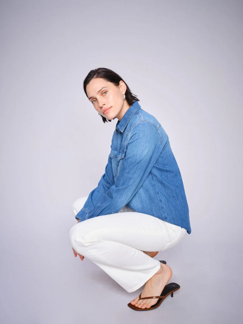 Pantalon évasé à taille haute - écru - Cecilia Magic