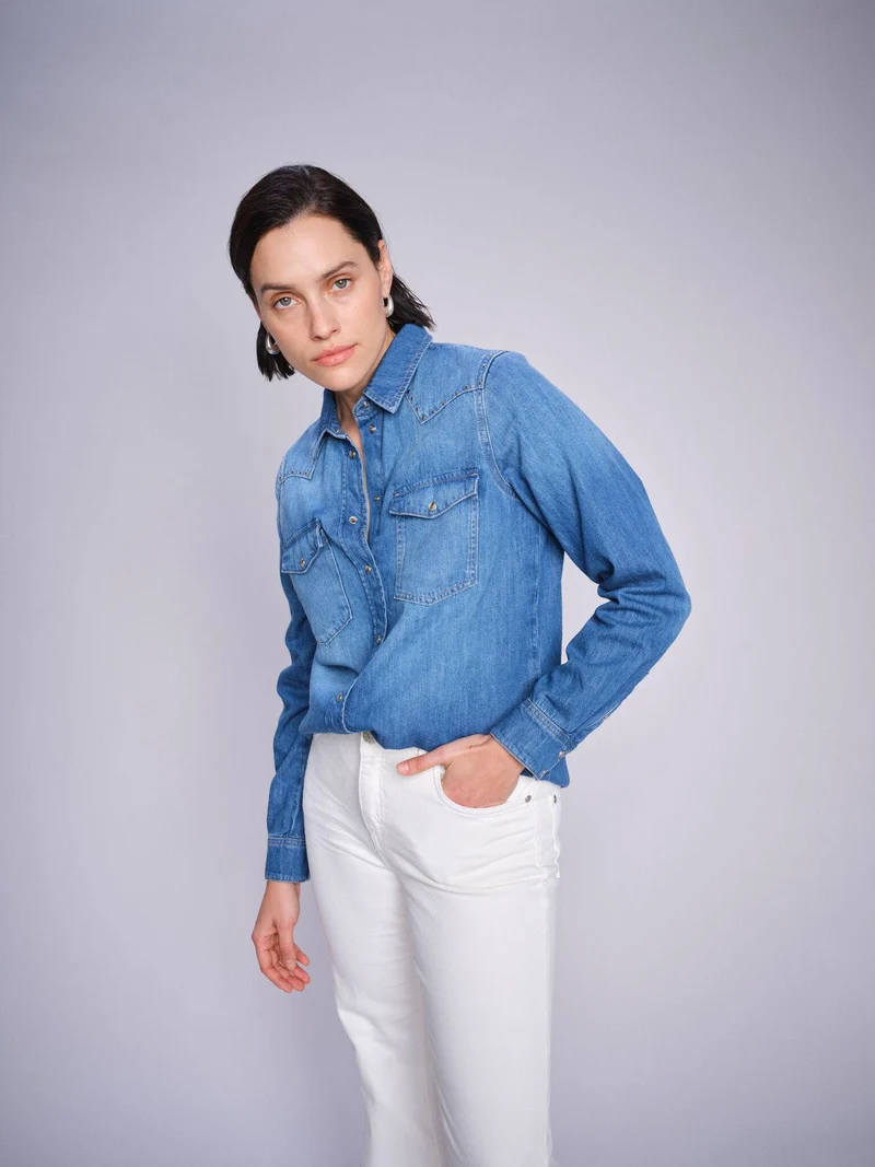 Pantalon évasé à taille haute - écru - Cecilia Magic