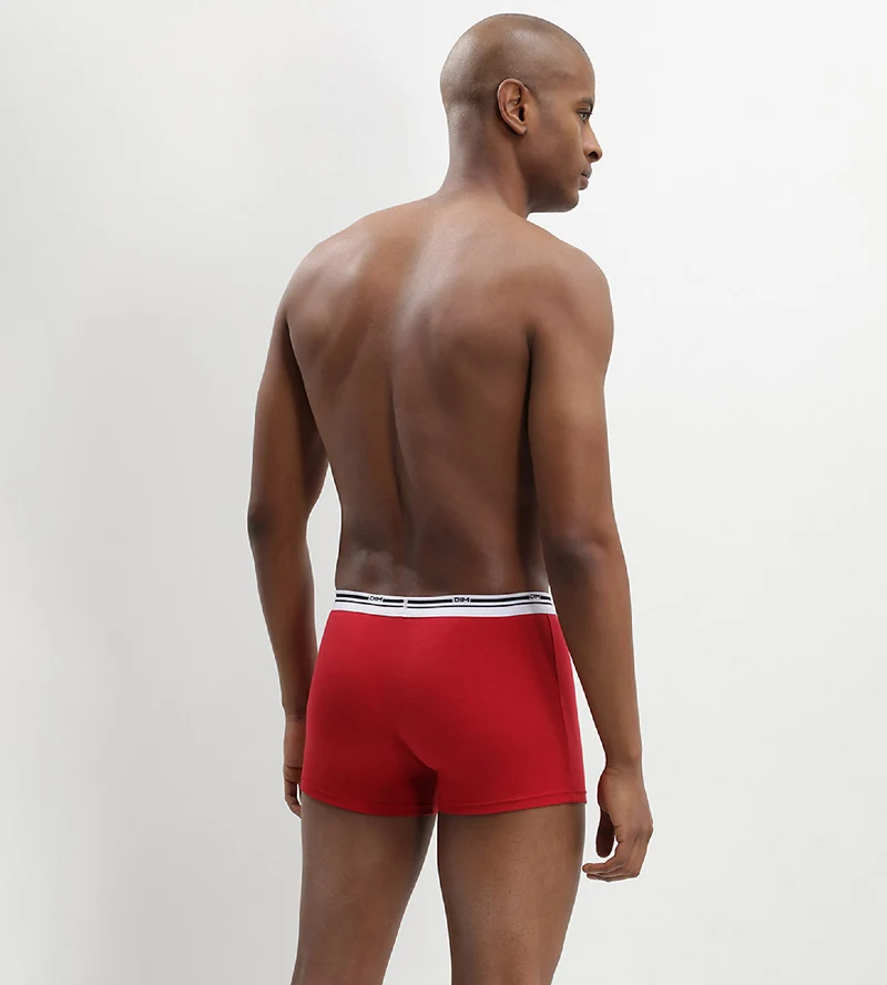 Lot de 2 boxers coton stretch Bleu Denim et Rouge Lave Daily Colors