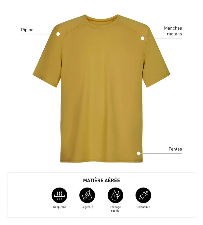 T-shirt de sport homme en matière aérée Olive Dim Move