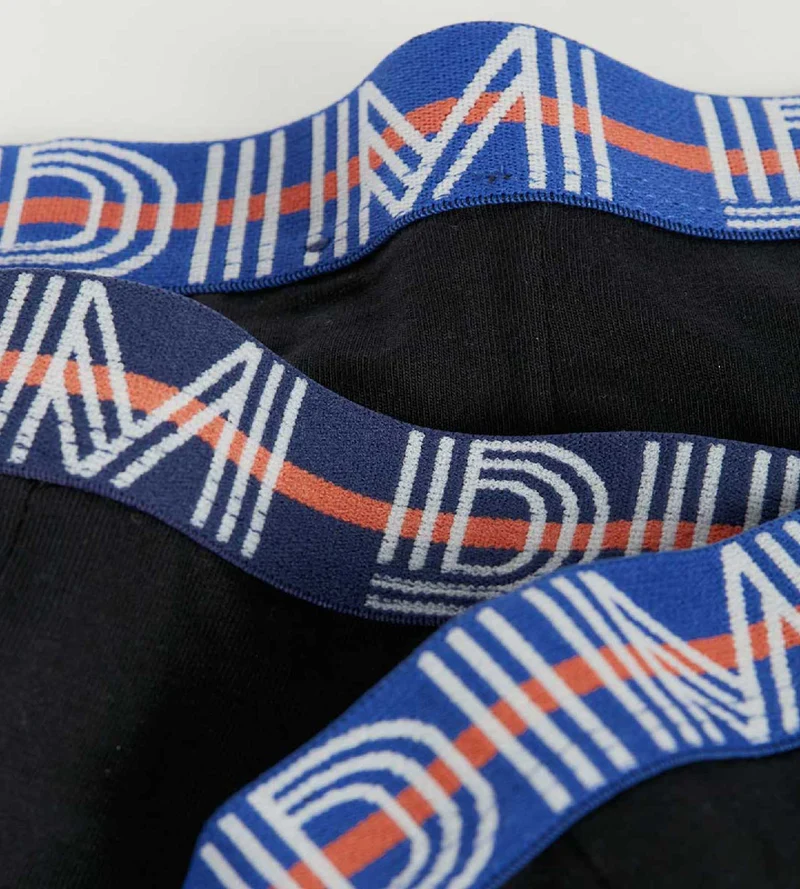 Lot de 3 boxers garçon coton stretch ceinture contrastée Noir EcoDim