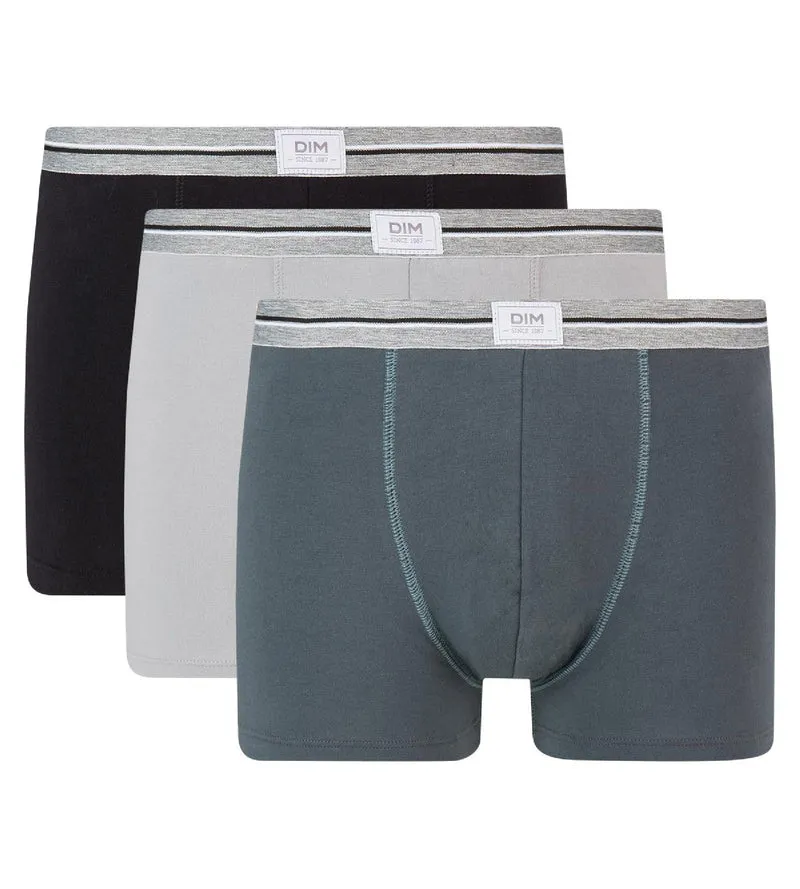 Lot de 3 boxers Homme Ultra Resist Coton Stretch Gris Acier Noir