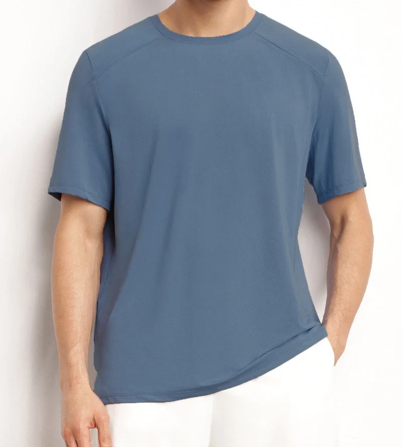 T-shirt de sport homme en matière aérée Bleu Jean Dim Move