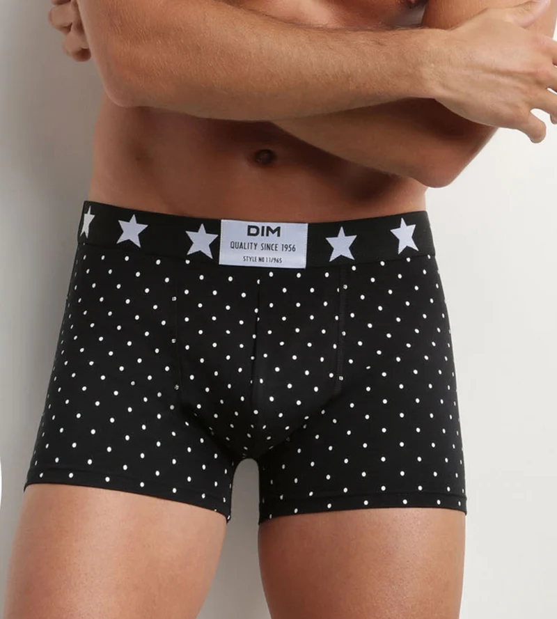 Lot de 3 boxers homme coton stretch à imprimés pois rayures Dim Vibes
