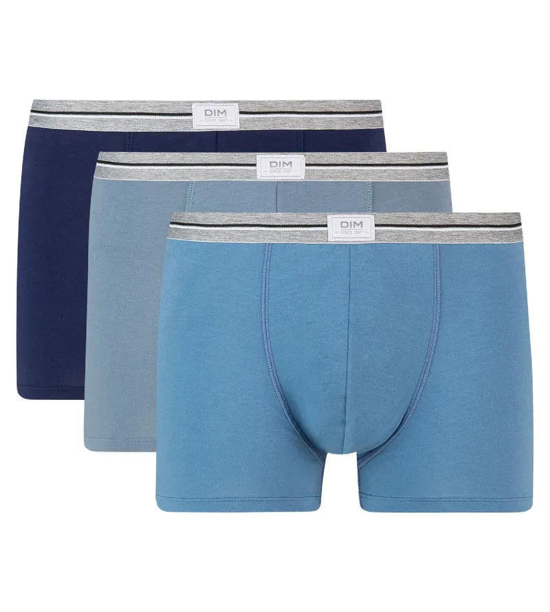 Lot de 3 boxers Homme Ultra Resist Coton Stretch Bleu Jean Gris