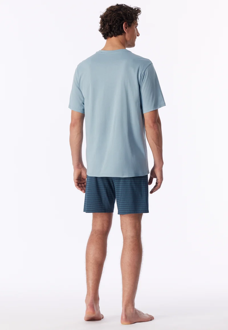 Schlafanzug kurz Blau gestreift - Comfort Essentials