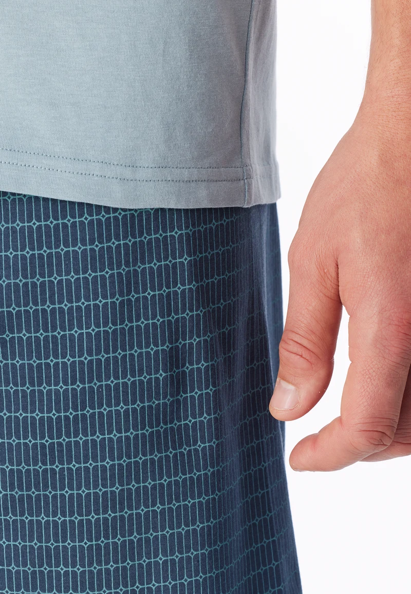 Schlafanzug kurz Blau gestreift - Comfort Essentials
