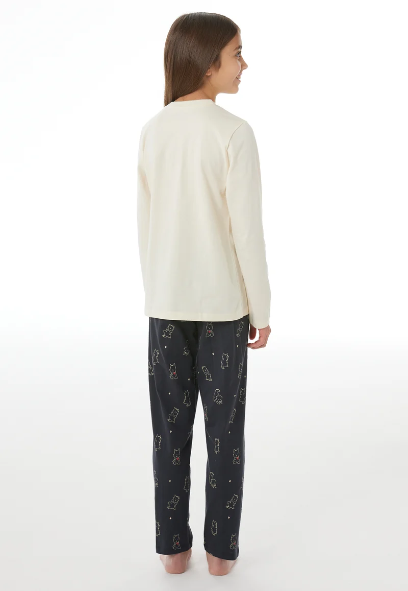 Schlafanzug Weiss/Dunkelblau gemustert - Nightwear