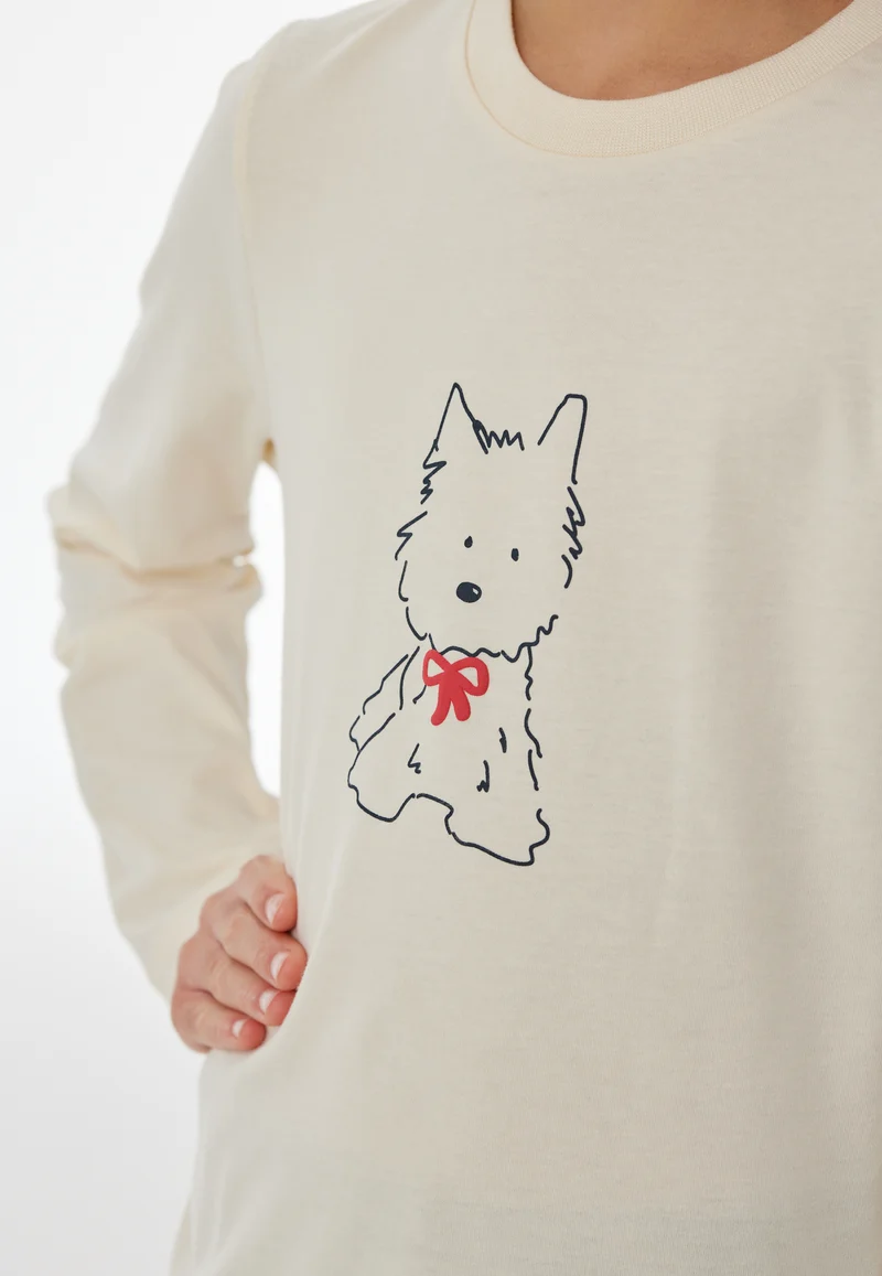 Schlafanzug Weiss/Dunkelblau gemustert - Nightwear