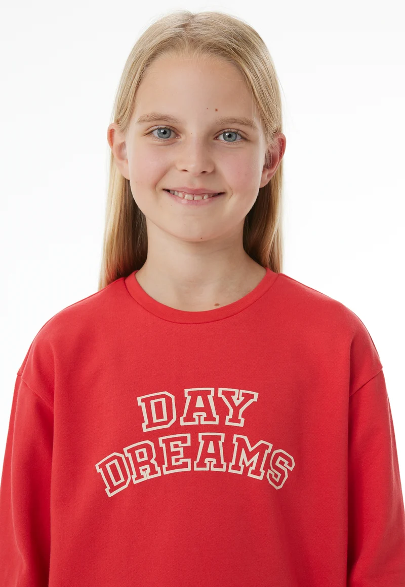 Schlafanzug lang mit Bündchen Rot - Nightwear