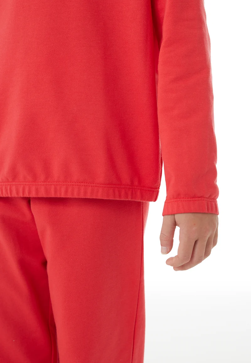 Schlafanzug lang mit Bündchen Rot - Nightwear