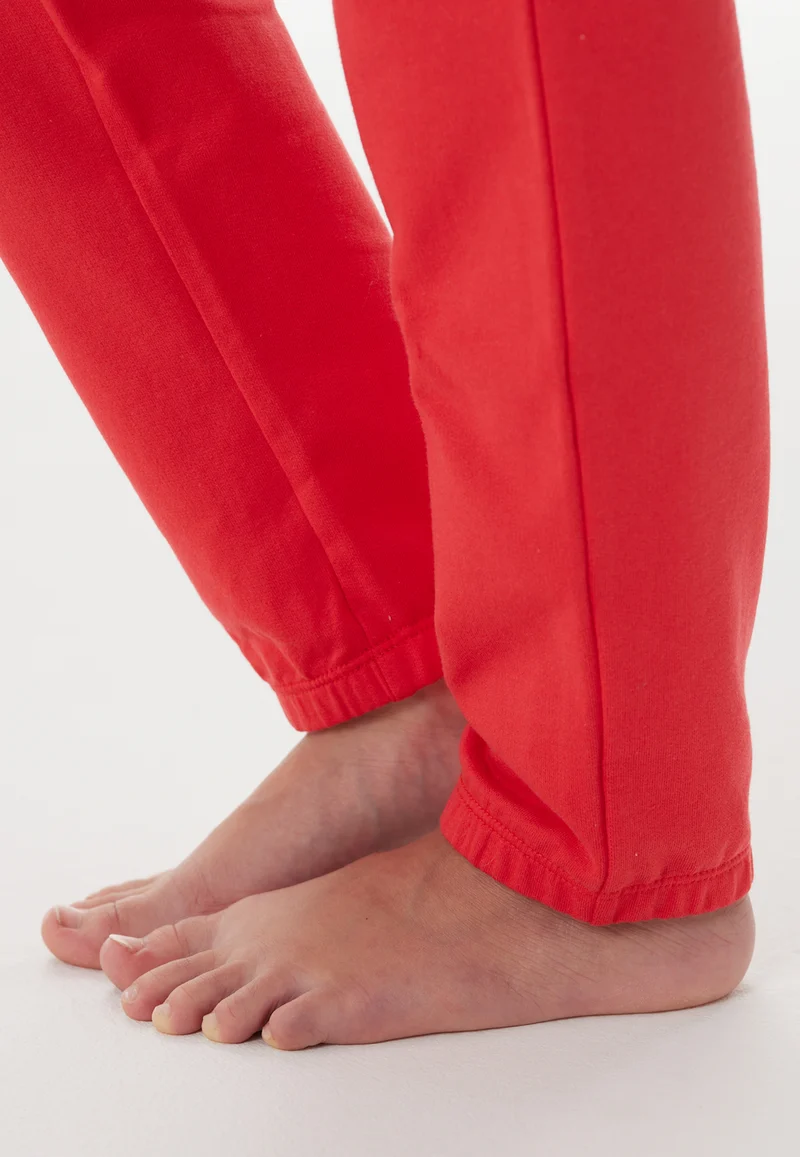 Schlafanzug lang mit Bündchen Rot - Nightwear
