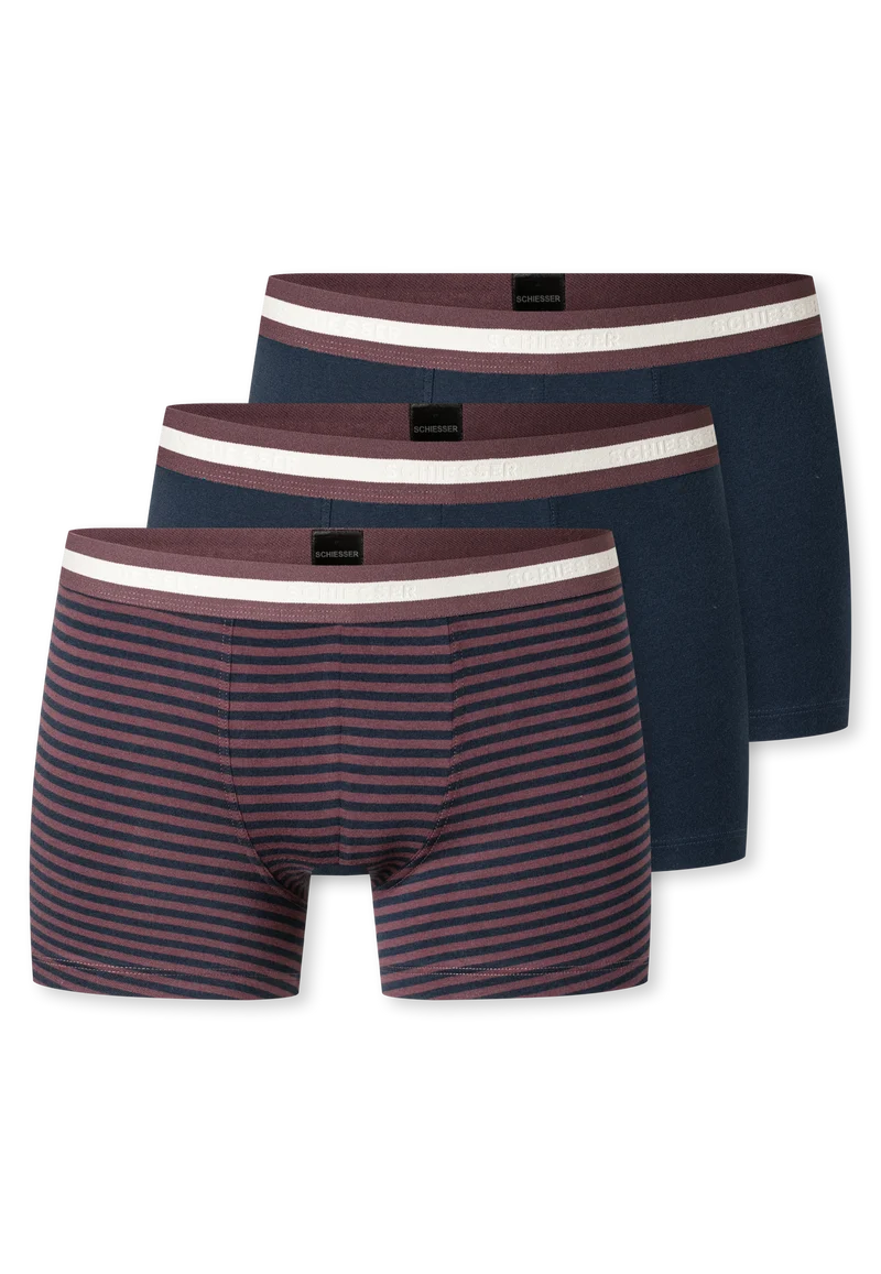 Shorts 3er-Pack Dunkelblau/Bordeaux gestreift - 95/5