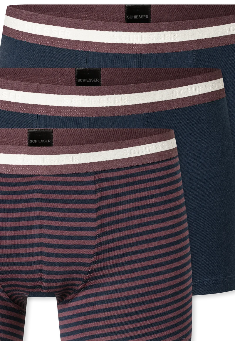 Shorts 3er-Pack Dunkelblau/Bordeaux gestreift - 95/5