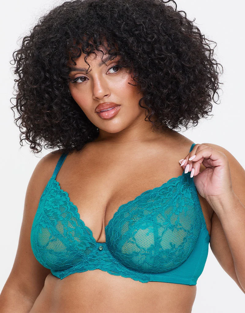 Ann Summers Sexy Lace Plunge Bra Blue/Green