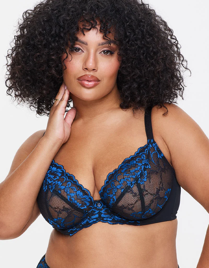 Ann Summers Sexy Lace Plunge Bra Black/Blue