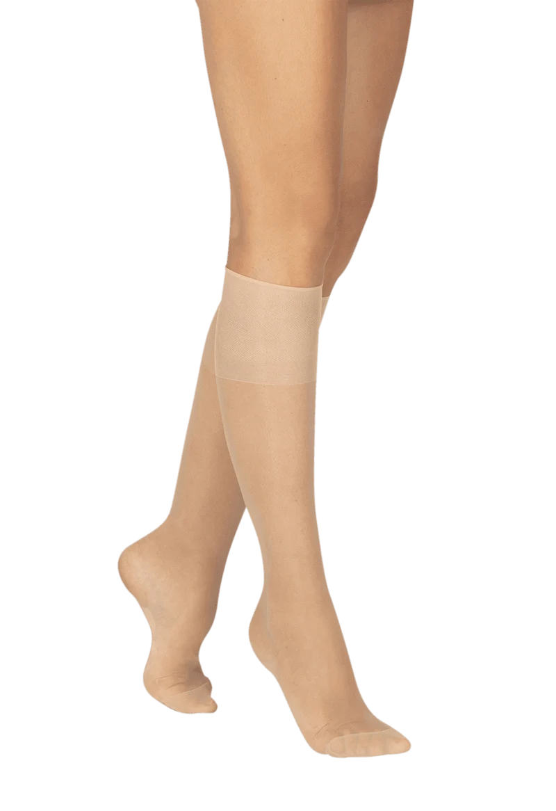 Lot de 2 paires de Mi-bas Transparent 19D Elastivoile Contact - Beige naturel