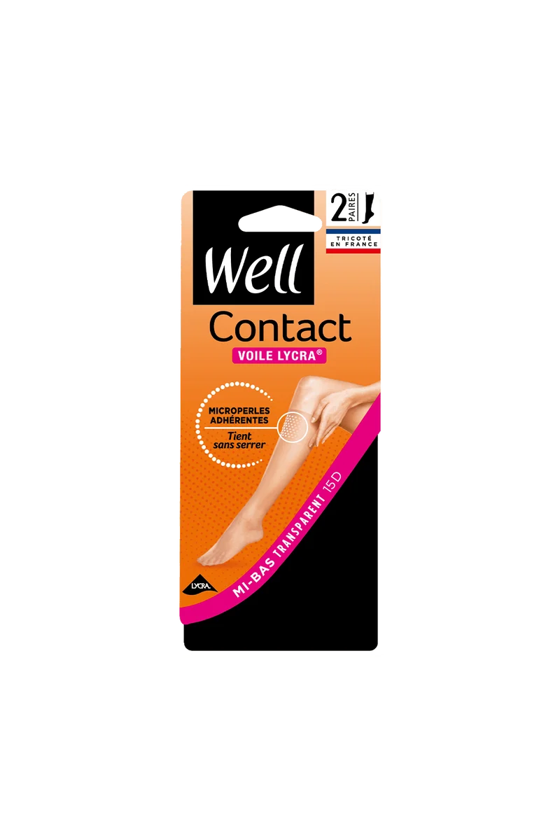 Lot de 2 paires de Mi-bas Voile 15D Contact Lycra - Noir