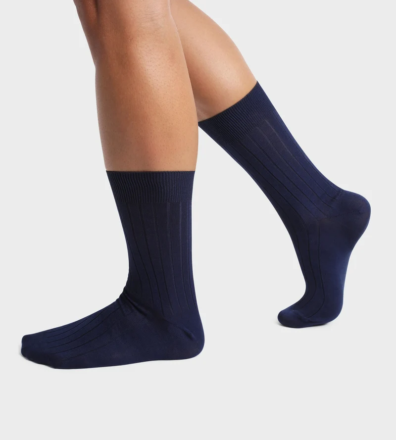 Lot de 2 paires de chaussettes homme Bleu Marine en fil d’Écosse Dim