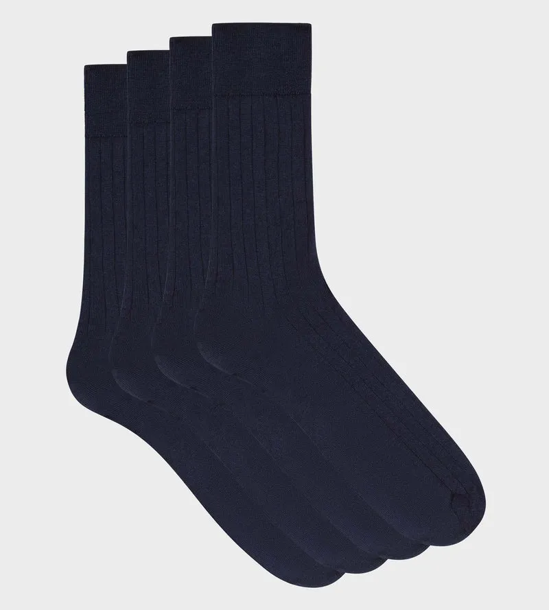 Lot de 2 paires de chaussettes homme Bleu Marine en fil d’Écosse Dim