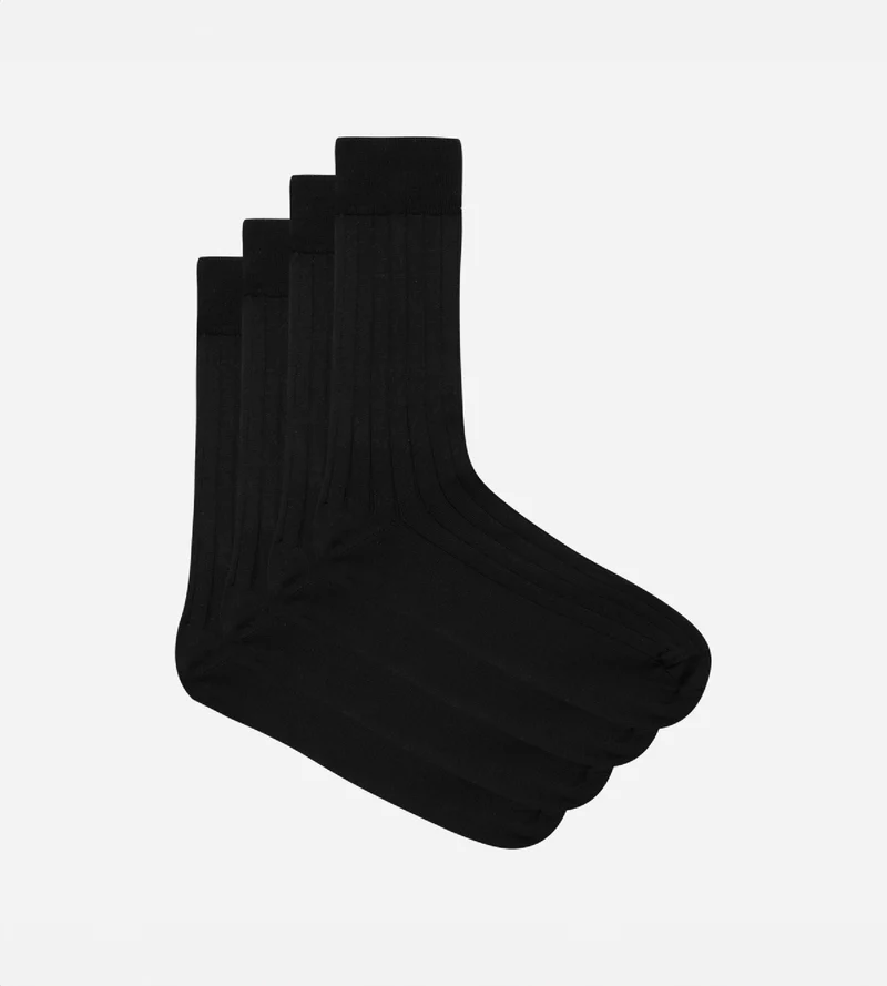 Lot de 2 chaussettes noires en fil d'Ecosse Homme