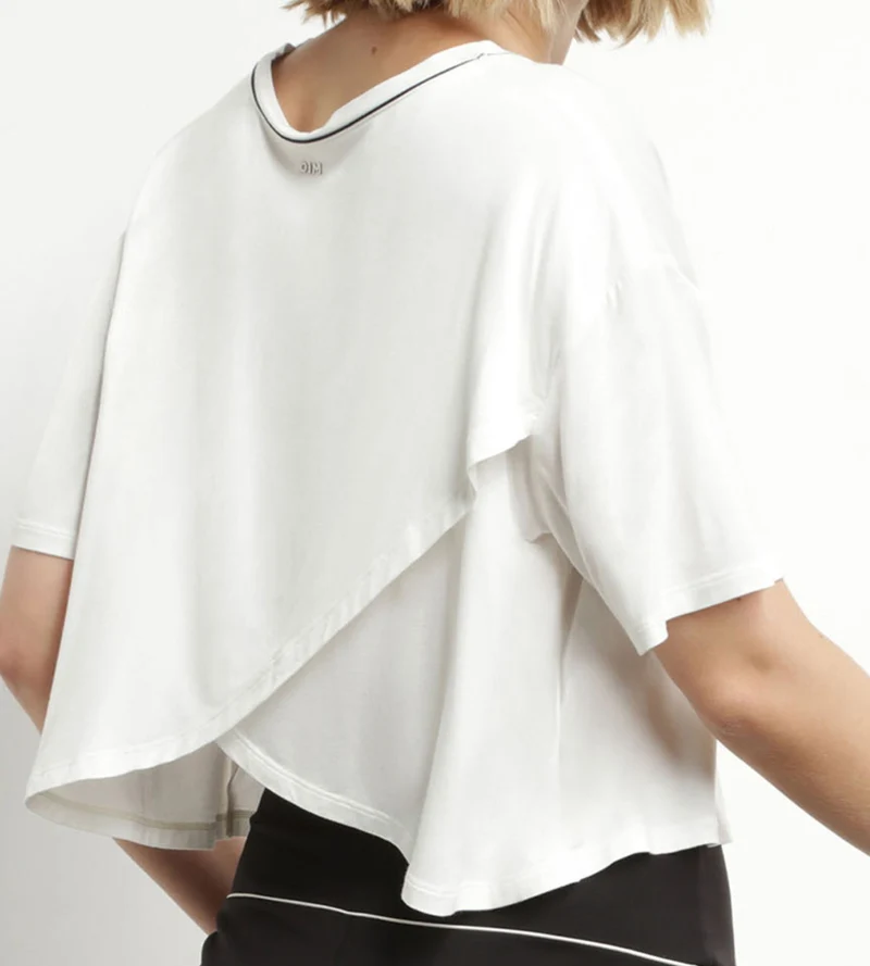 T-shirt de sport femme avec dos ouvert en viscose Écrue Dim Move