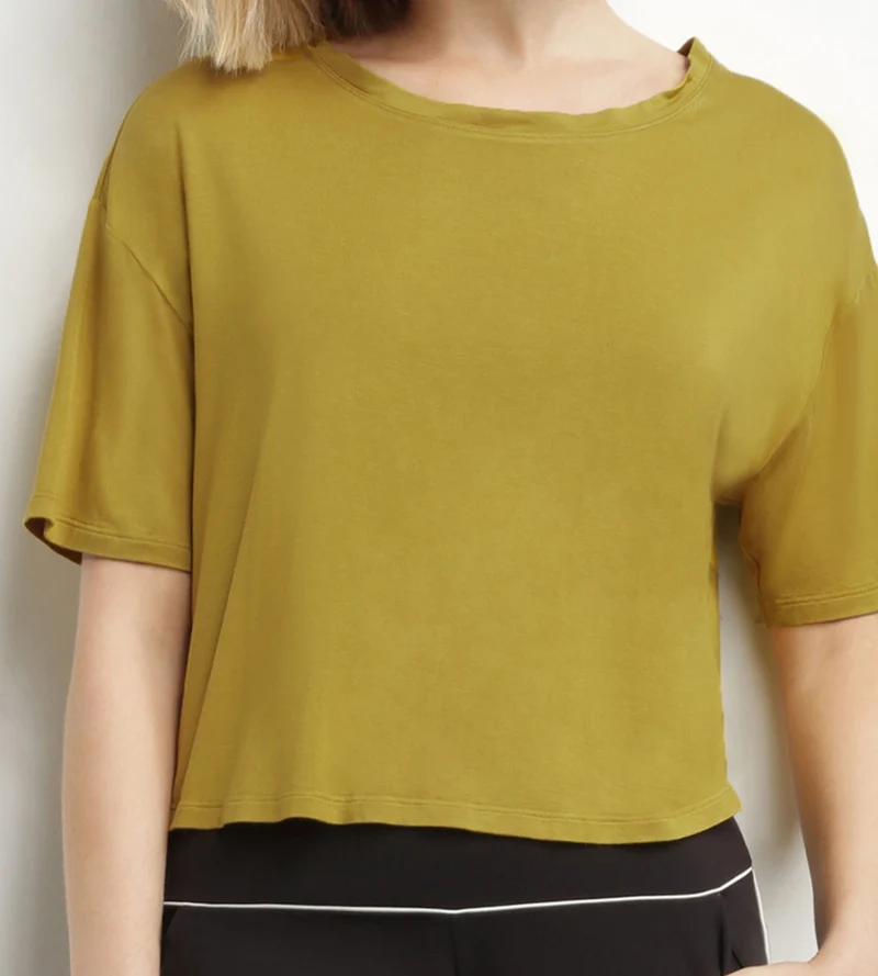T-shirt de sport femme en viscose vert olive avec dos ouvert Dim Move