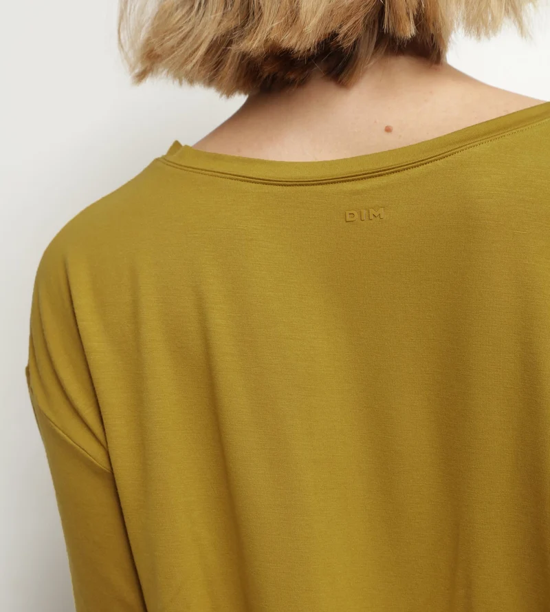 T-shirt de sport femme en viscose vert olive avec dos ouvert Dim Move