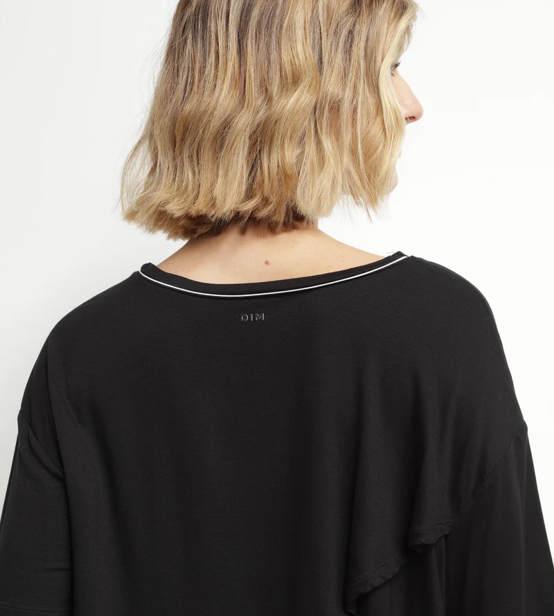 T-shirt de sport femme en viscose noire avec dos ouvert Dim Move