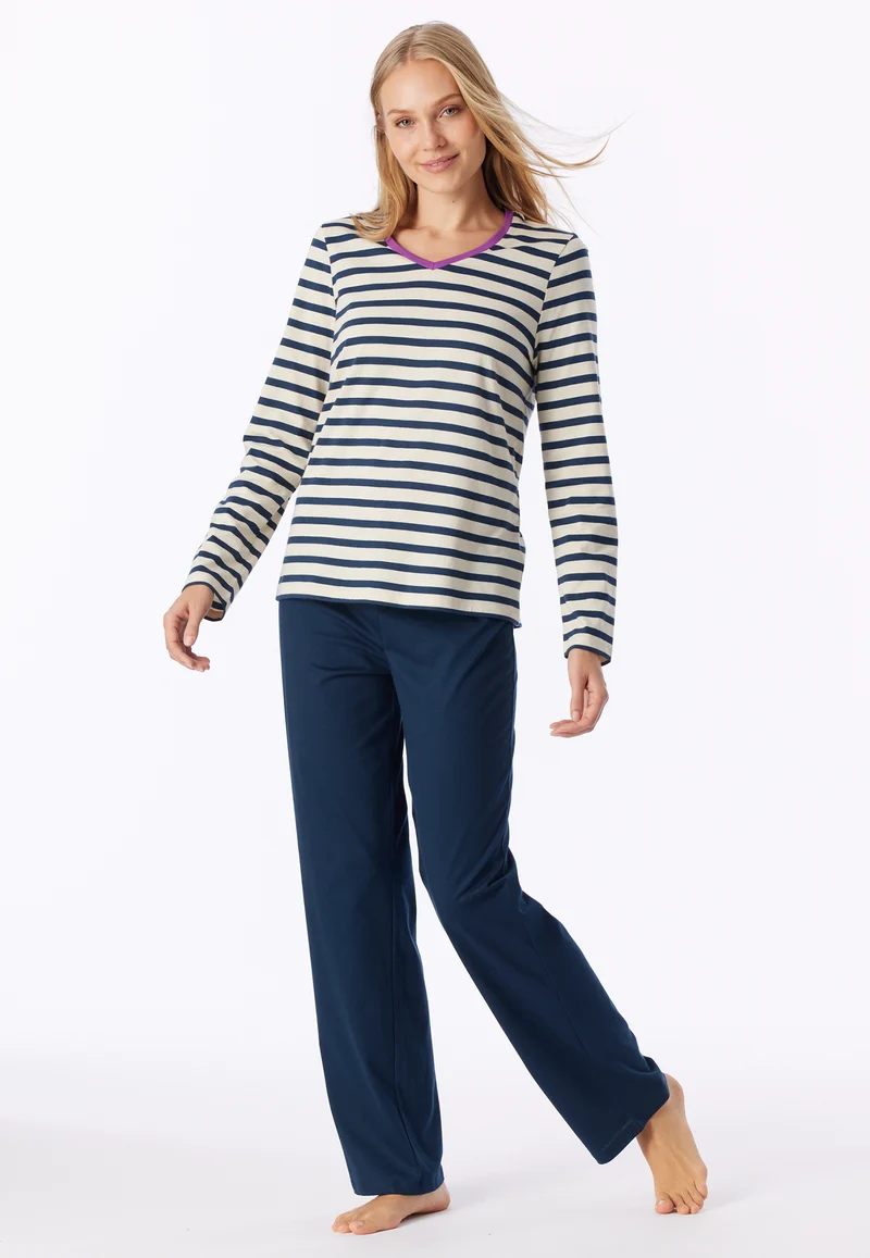Schlafanzug Dunkelblau/Weiss gestreift - Casual Essentials