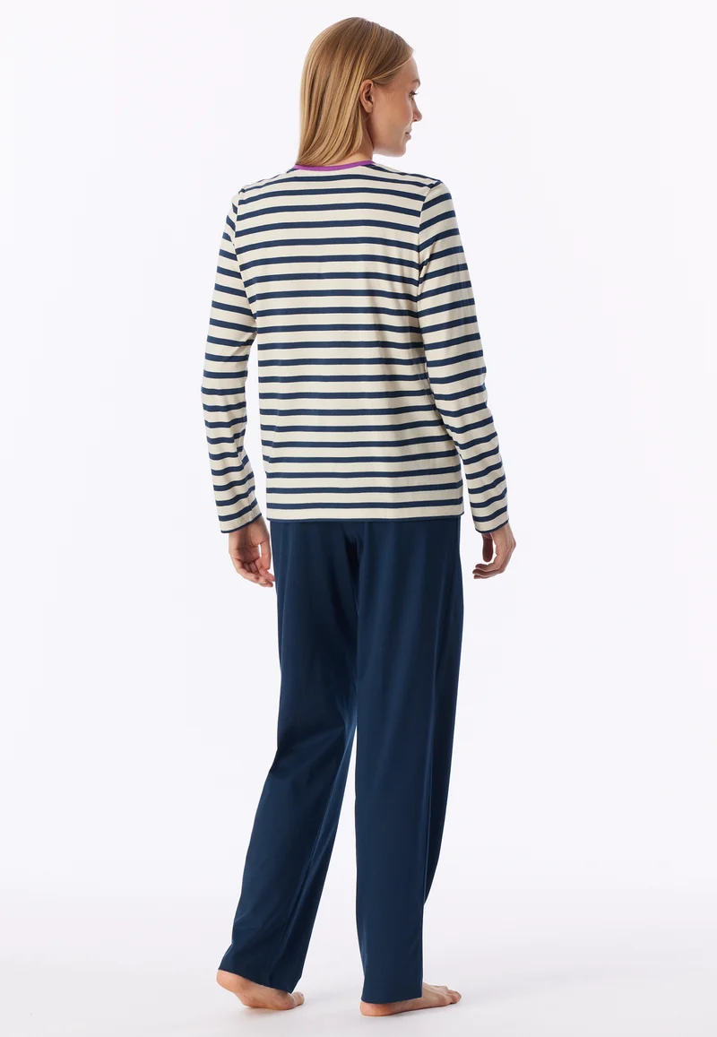 Schlafanzug Dunkelblau/Weiss gestreift - Casual Essentials