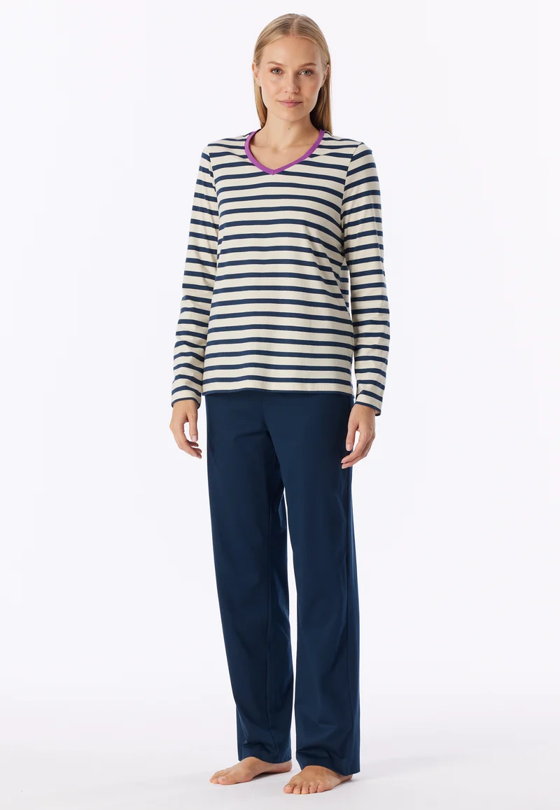 Schlafanzug Dunkelblau/Weiss gestreift - Casual Essentials