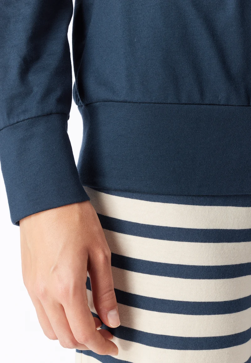 Schlafanzug mit Bündchen Dunkelblau/Weiss gestreift - Casual Essentials