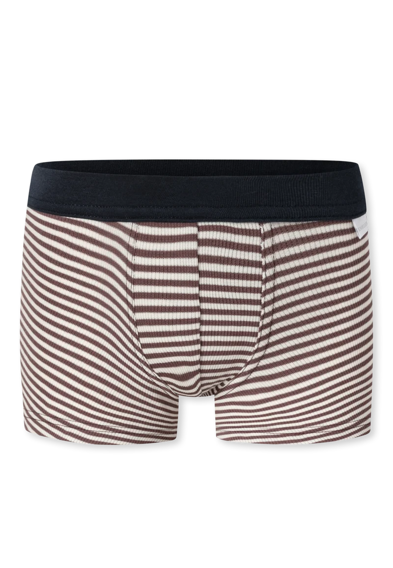 Shorts Doppelripp Braun/Weiss gestreift - Double Rib