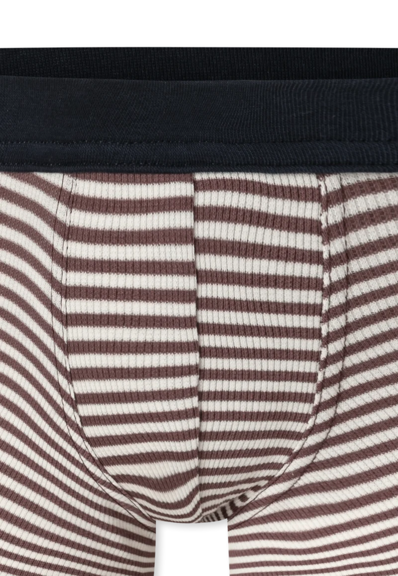 Shorts Doppelripp Braun/Weiss gestreift - Double Rib