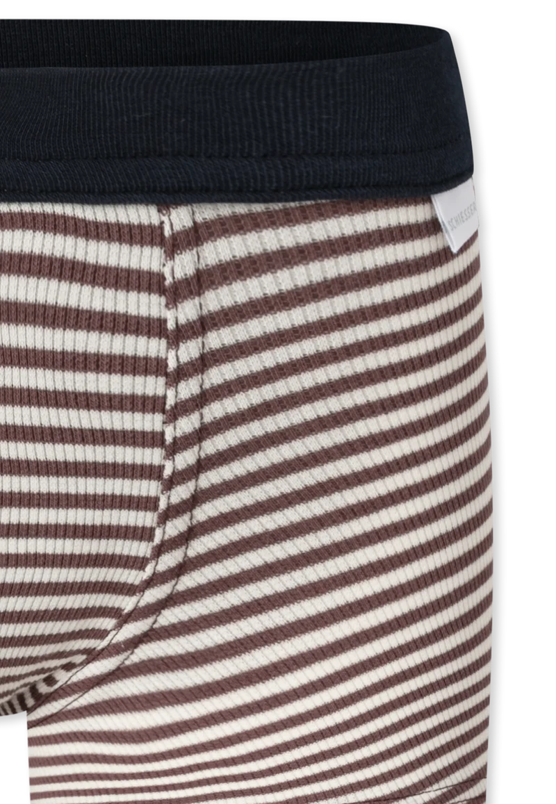 Shorts Doppelripp Braun/Weiss gestreift - Double Rib