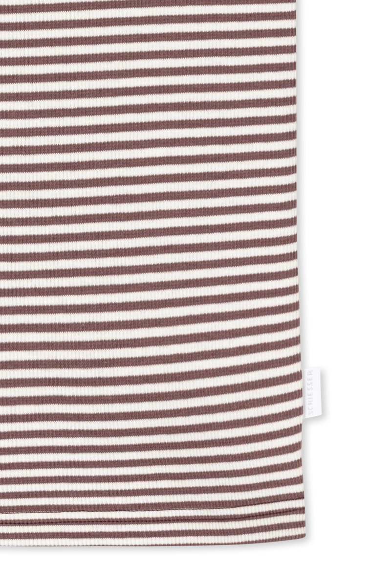 Unterhemd Doppelripp Braun/Weiss gestreift - Double Rib