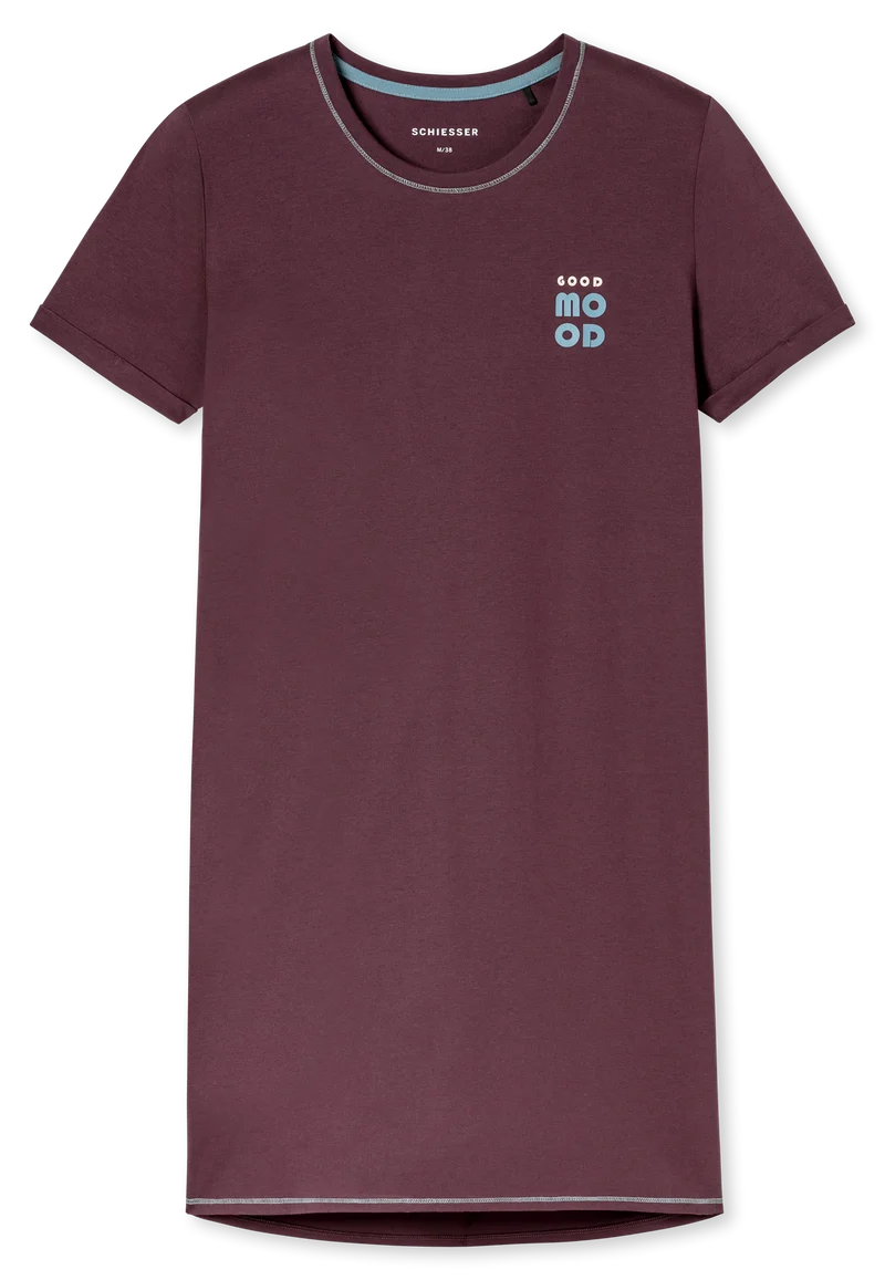 Nachthemd kurzarm Bordeaux- Casual Essentials
