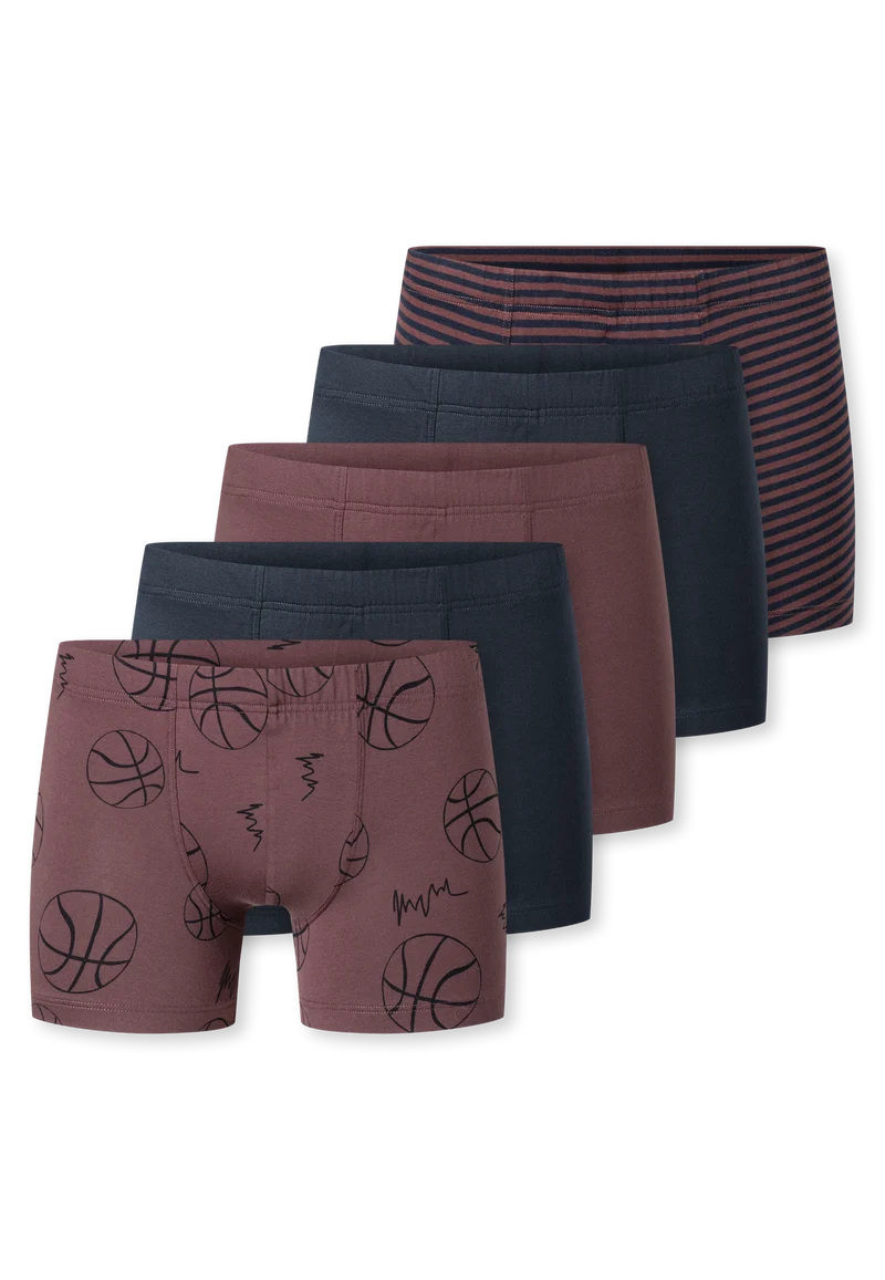Shorts 5er-Pack Bordeaux/Dunkelblau gemustert - 95/5