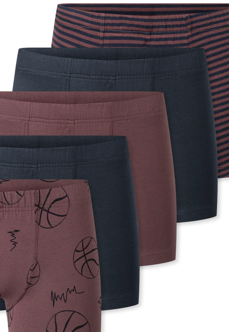 Shorts 5er-Pack Bordeaux/Dunkelblau gemustert - 95/5