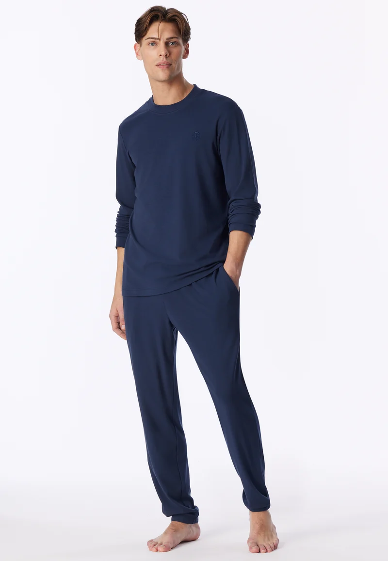 Schlafanzug mit Bündchen Dunkelblau - Selected Premium Warming