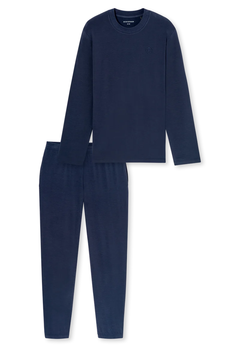 Schlafanzug mit Bündchen Dunkelblau - Selected Premium Warming