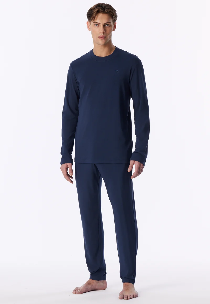 Schlafanzug mit Bündchen Dunkelblau - Selected Premium Warming