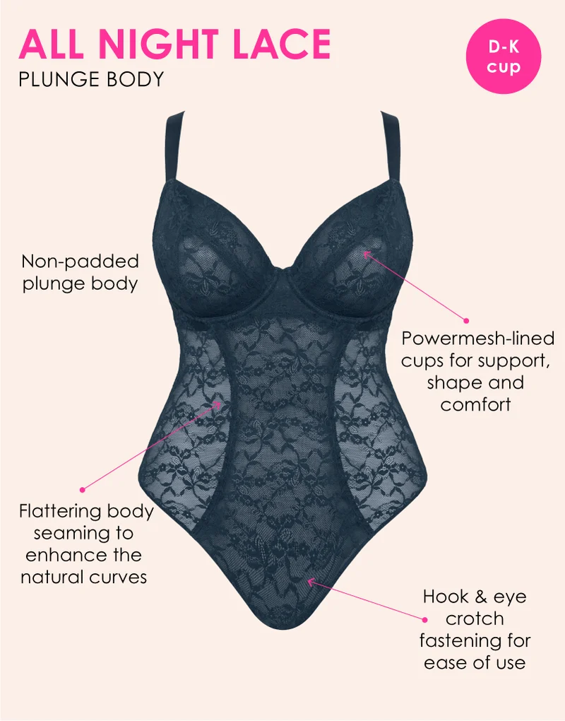 Curvy Kate All Night Lace Plunge Body Denim Blue