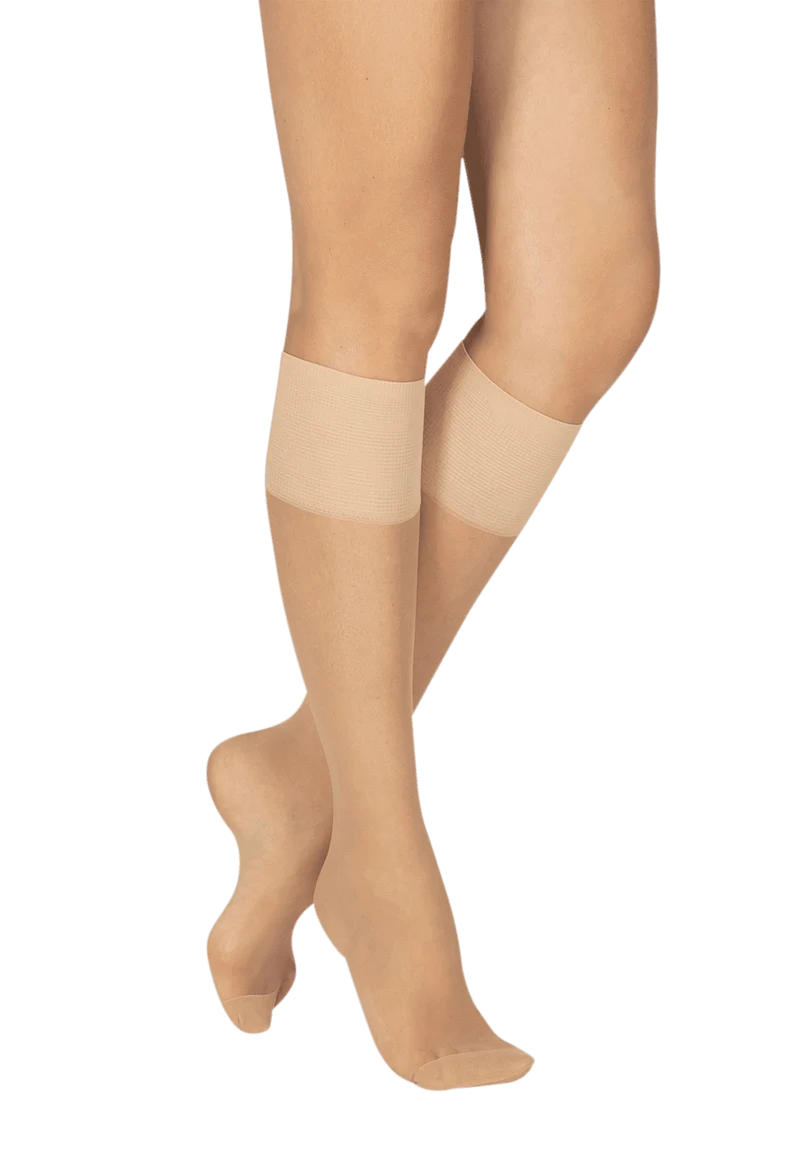Lot de 2 paires de Mi-bas Transparents 15D Elastivoile Résistant - Sable