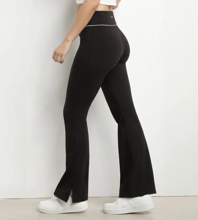 Pantalon de sport évasé pour femme en jersey stretch Noir Dim Move