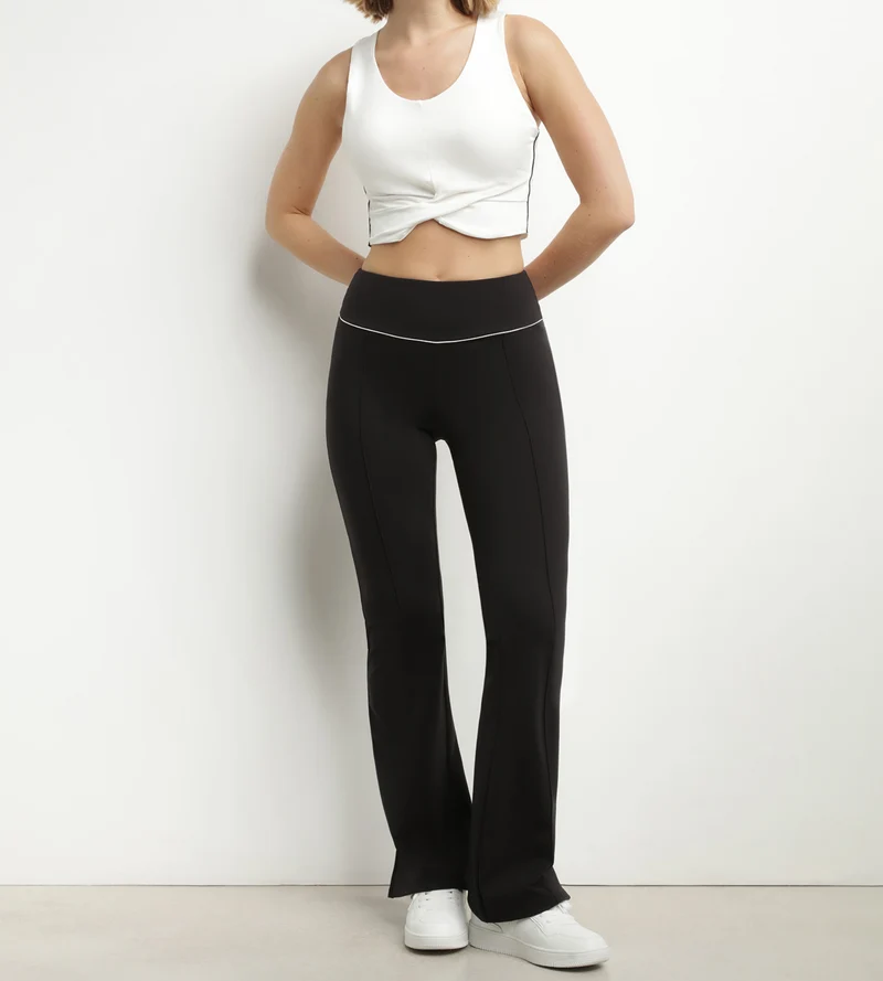 Pantalon de sport évasé pour femme en jersey stretch Noir Dim Move